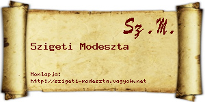 Szigeti Modeszta névjegykártya